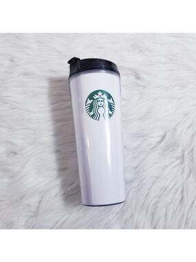 White & Green Starbucks Plastic Travel Tumbler